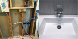 Hand sink and hand sink faucet installation