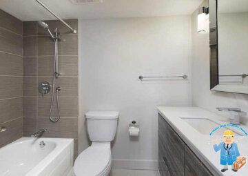 bathroom after plumbing renovation in the apartment