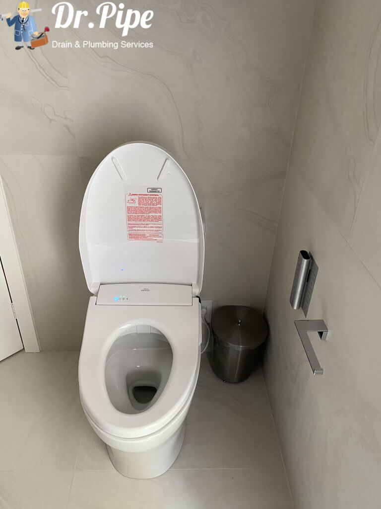 skirted toilet installation