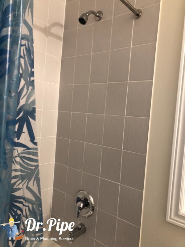 New shower faucet installation before and after