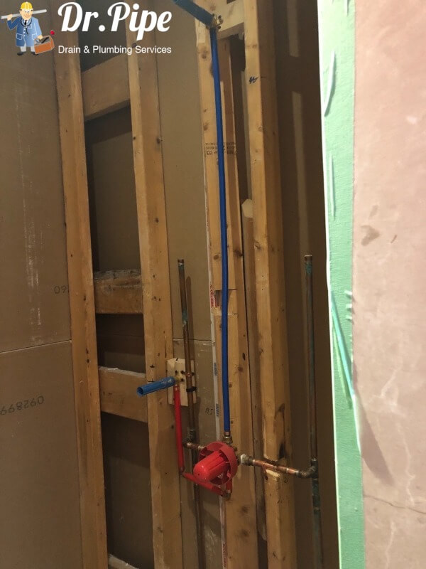 shower renovation, pipe relocation