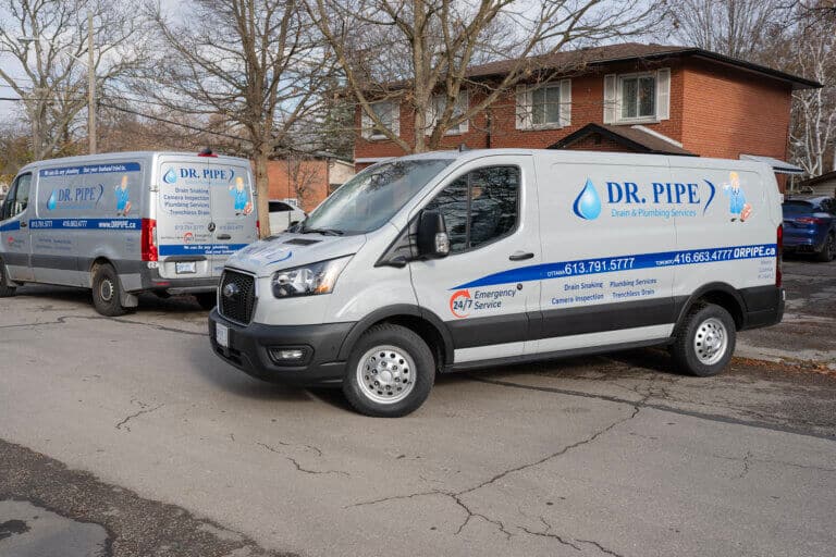 Dr. Pipe service van arriving for a fridge water line installation in Ottawa