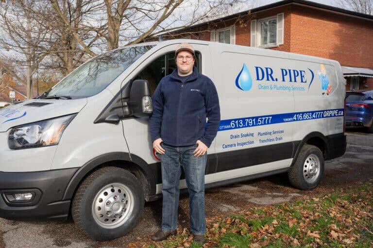 Dr. Pipe technician arriving for plumbing renovation service in Ottawa