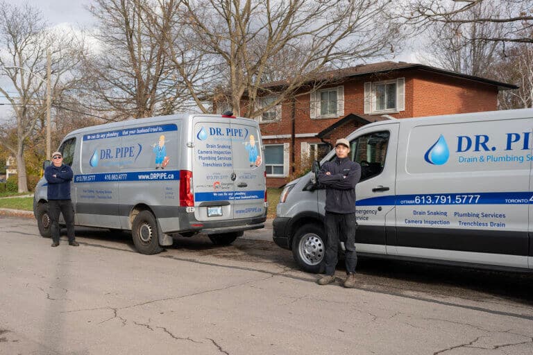 Dr. Pipe technicians arriving for rough-in plumbing service in Ottawa